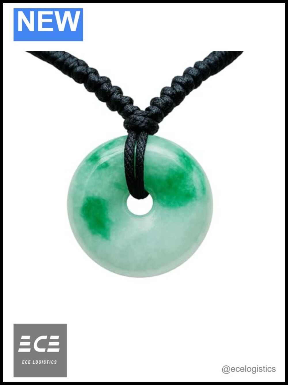 Handmade Genuine Jade Heart Donut Pendant Necklace Adjustable Cord